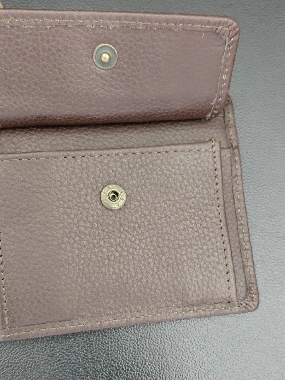 Classic Pebbled Leather Bi-Fold Wallet in Light Taupe
